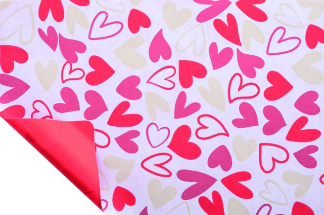 Rotolo carta regalo "Young Heart" fondo bianco, altezza 80 cm, lunghezza 20 metri