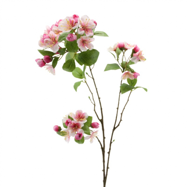 Ramo di fiori di melo rosa, altezza 77 cm