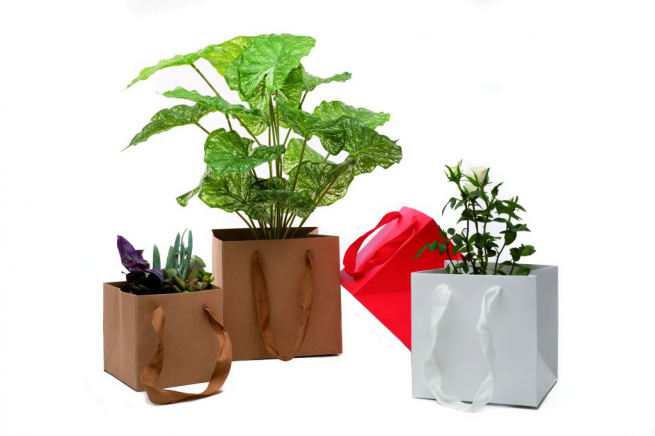 Shopper bianco "Cube" con maniglia di cotone, confezione da 12 pezzi