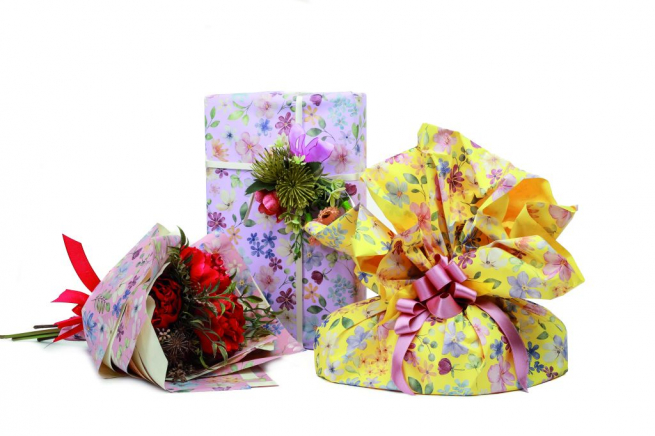 Rotolo carta regalo "Mirafiore" interno bianco, altezza 1 metro, lunghezza 25 metri