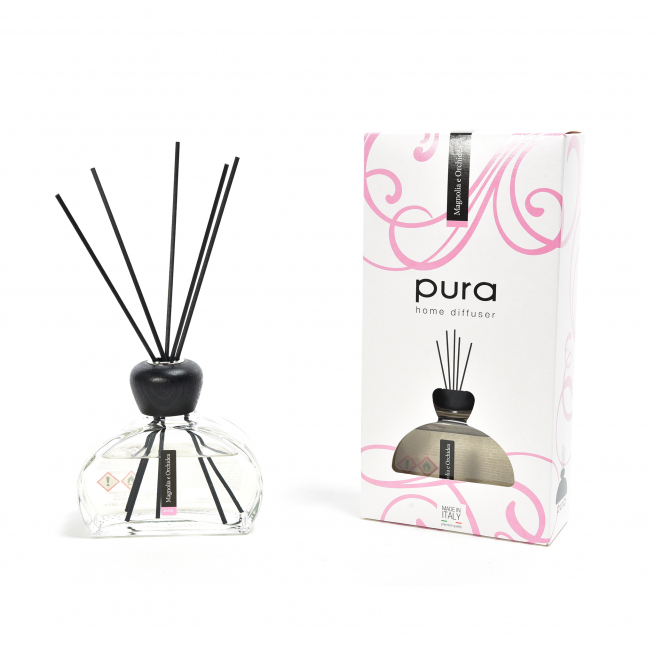 Diffusore d'essenza "Pura" con bacchetti in cotone, capacità 250 ml, in scatola regalo, varie fragranze