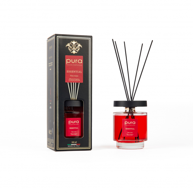 Diffusore d'essenza "Bottiglia Lolà" con bacchetti, capacità 500 ml, in scatola regalo, varie fragranze