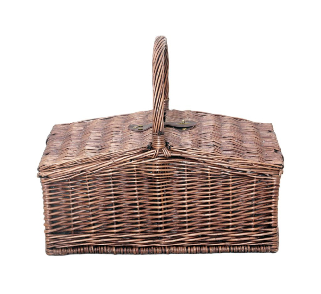 Cesto rettangolare in vimini con manico, 33x50 cm, altezza 23 cm
