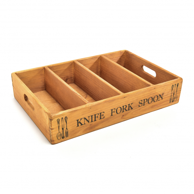 Portaposate 4 posti in legno, 27.5x41 cm