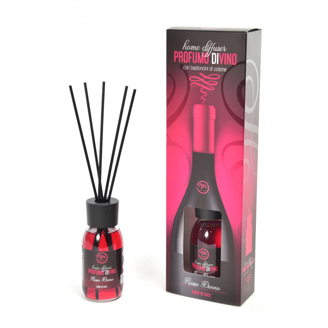 Diffusore d'essenza "Profumi di Vino" con bacchetti, capacità 125 ml, in scatola regalo, varie fragranze