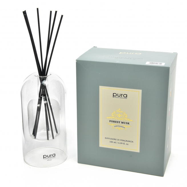 Diffusore d'essenza con bacchetti, capacità 180 ml, in scatola regalo, varie fragranze
