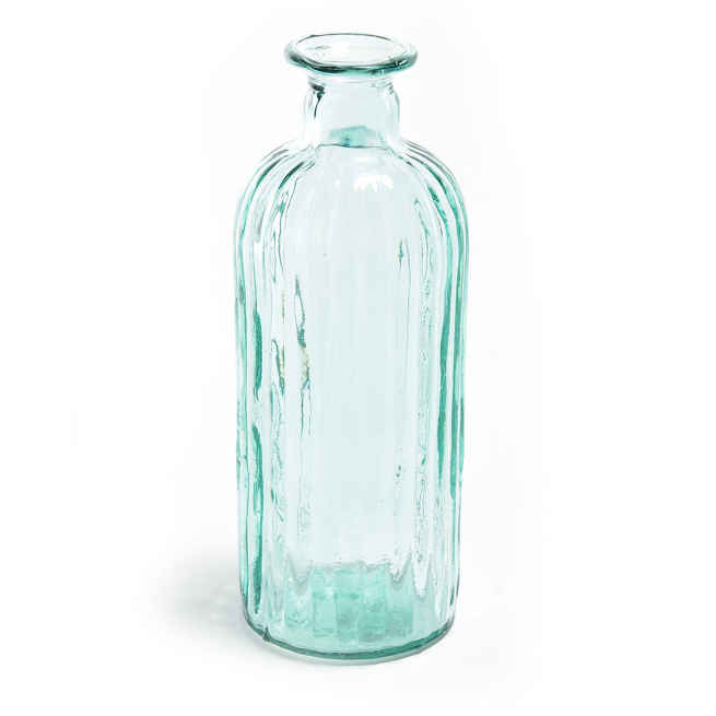 Bottiglia rigata in vetro trasparente  verde, altezza 28 cm
