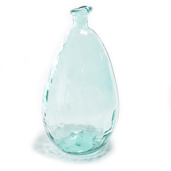 Vaso in vetro trasparente verde dalla forma irregolare, altezza 47 cm