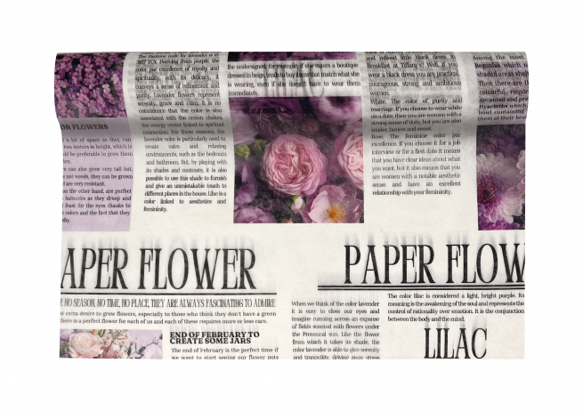 Rotolo carta regalo decofibra "Newspaper Flower", altezza 78 cm, lunghezza 9 metri, vari colori