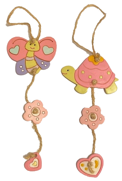 Decorazione bimba in resina con cordino, altezza 18 cm, confezione da 6 pezzi assortiti