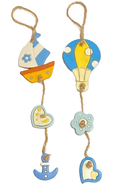 Decorazione bimbo in resina con cordino, altezza 22 cm, confezione da 6 pezzi assortiti