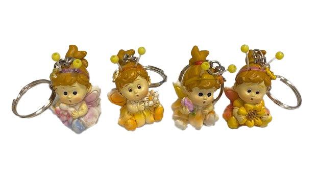 Portachiavi a forma di fatina in resina, altezza 4 cm, confezione da 12 pezzi assortiti