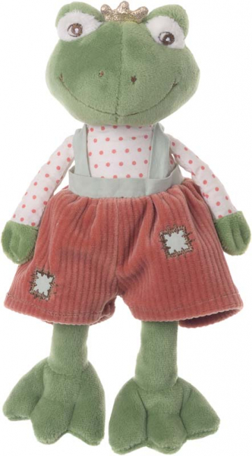 Ranocchio "Baby Prince" con salopette rosa antico, altezza 20 cm
