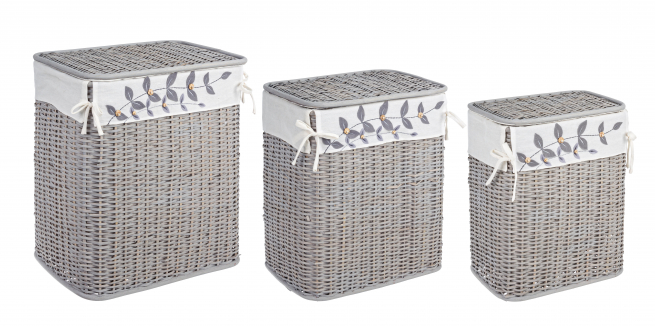 Cesto in rattan e bamboo con fodera in tessuto, vari formati
