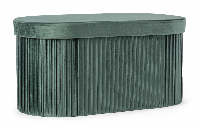Pouf contenitore in legno rivestito con velluto, 38x76 cm, altezza 38 cm, vari colori