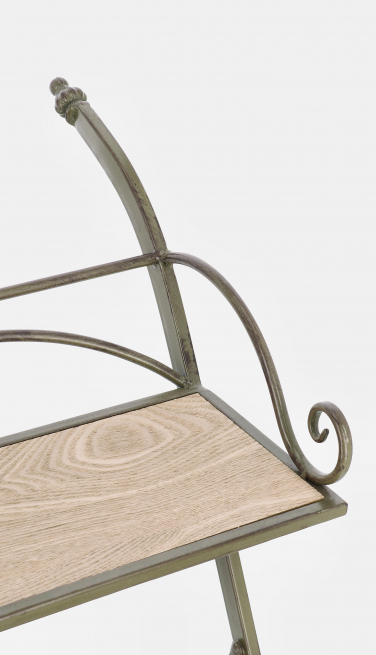 Scaffale pieghevole a 3 ripiani in acciaio verniciato verde scuro con ruote, altezza 78 cm