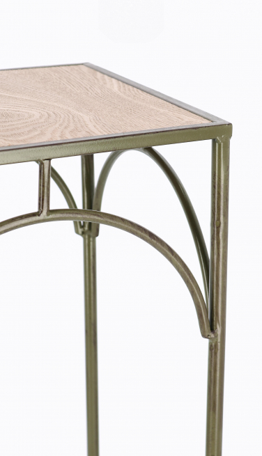 Alzata quadrata in acciaio verde scuro con base in legno, vari formati