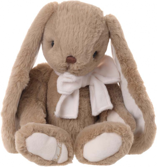Coniglio "Patrick" tortora con fiocco bianco, altezza 40 cm