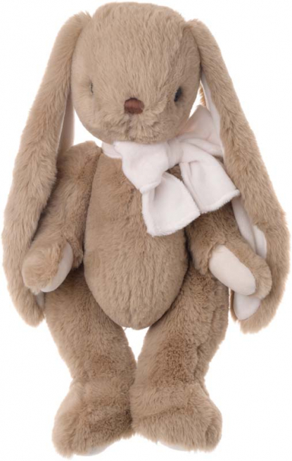 Coniglio "Patrick" tortora con fiocco bianco, altezza 40 cm