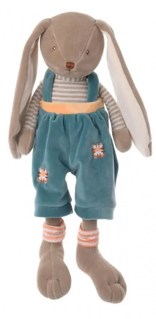 Coniglio "Bunny Brothers" con salopette verde, altezza 30 cm