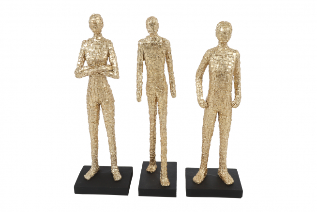 Statuina in polistone oro su base nera, modelli assortiti, varie misure