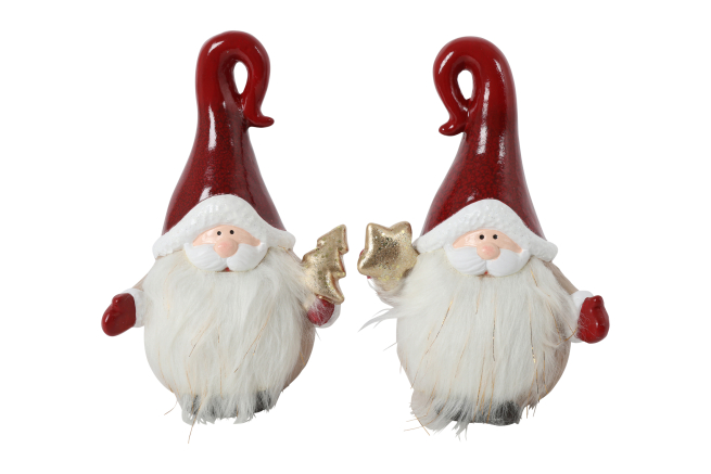 Babbo Natale in ceramica e tessuto, modelli assortiti, varie misure