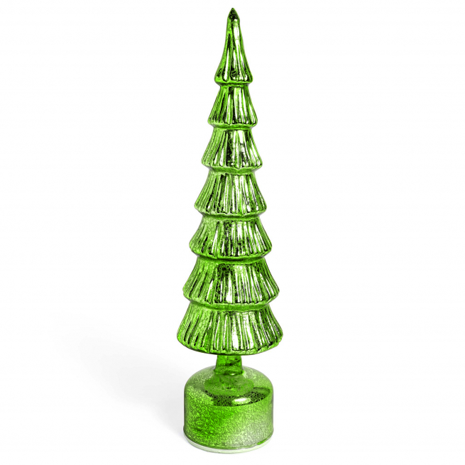 Albero rotante in vetro con luci a batteria, altezza 40 cm, in scatola regalo, vari colori
