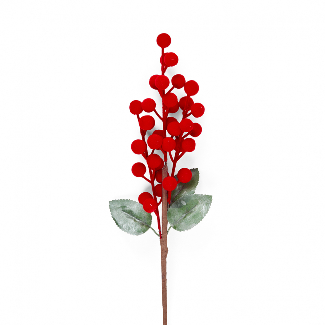 Pick natalizio con bacche rosse in polistirolo, altezza 40 cm, confezione da 12 pezzi
