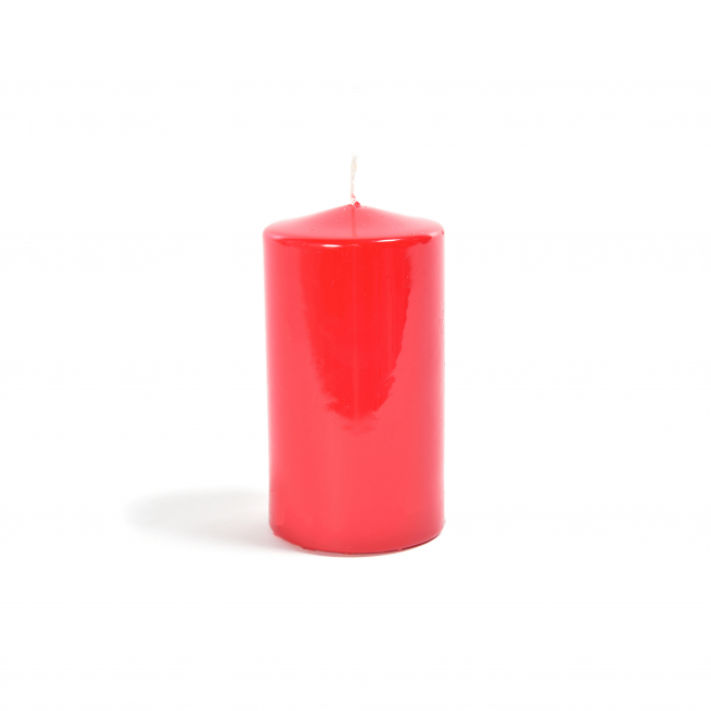 Candela pillar in cera rossa lucida, varie misure