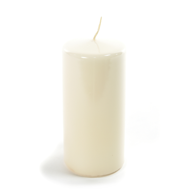 Candela pillar in cera avorio lucido, varie misure