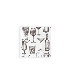 Tovagliolo cellulosa "Drink White" 20x20cm , confezione da 100 pezzi