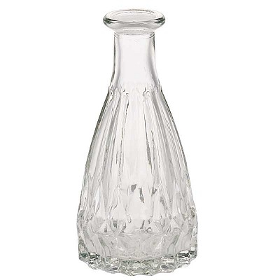 Bottiglia in vetro lavorato, diametro 7 cm, altezza 14.5 cm
