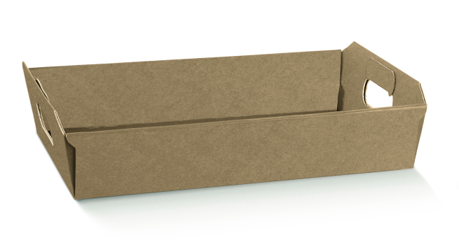 Scatola cesto automontante in cartone avana, 22x31x9 cm