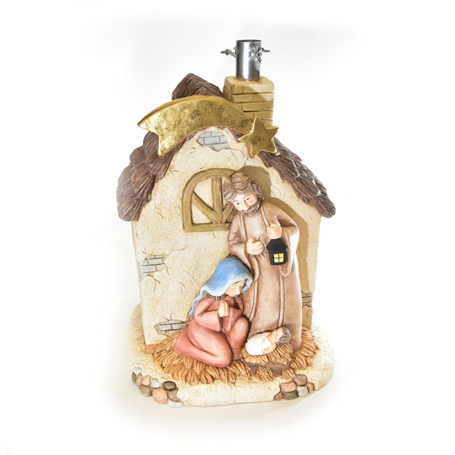 Base per albero in resina a forma di presepe, altezza 46 cm