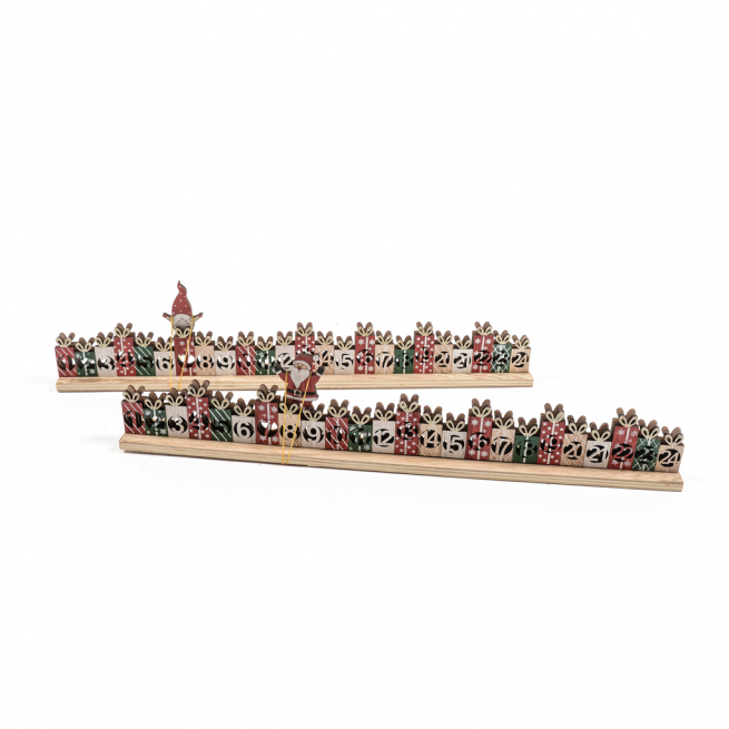 Calendario dell'Avvento in legno, lunghezza 45 cm, modelli assortiti