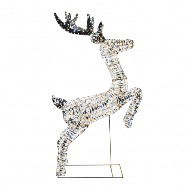 Renna in metallo e plastica su base con luci led, varie misure