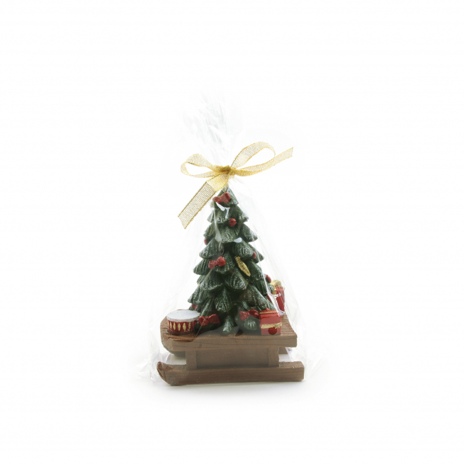 Candela albero di Natale con slitta, altezza 13 cm