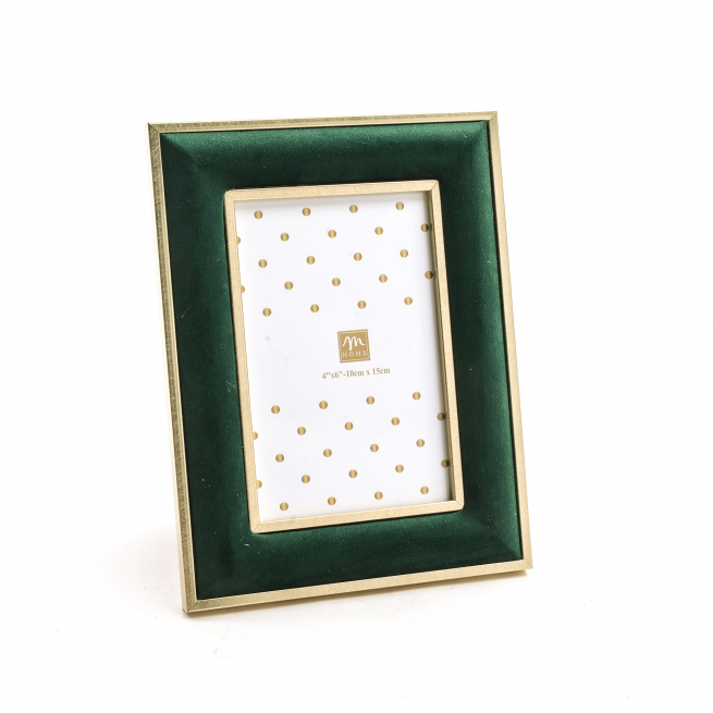 Cornice porta foto in polistirene oro e velluto verde, vari formati