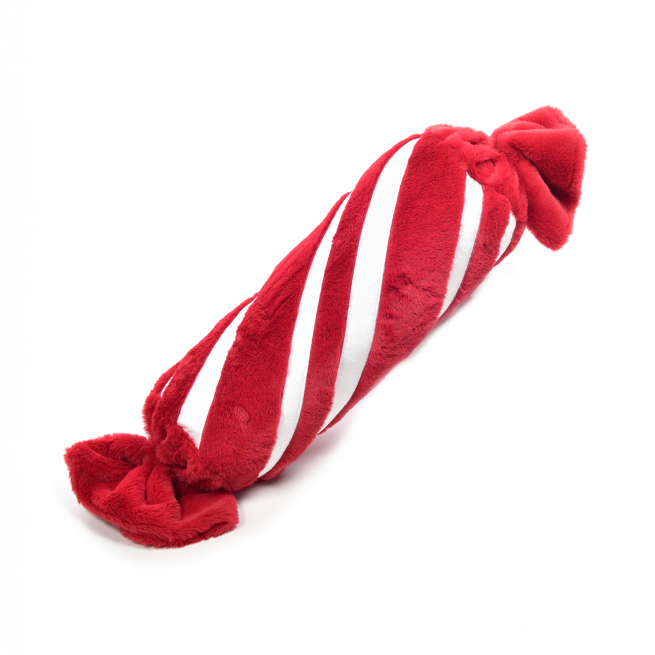 Cuscino in tessuto "Soft Candy" rosso e bianco, 22x80 cm