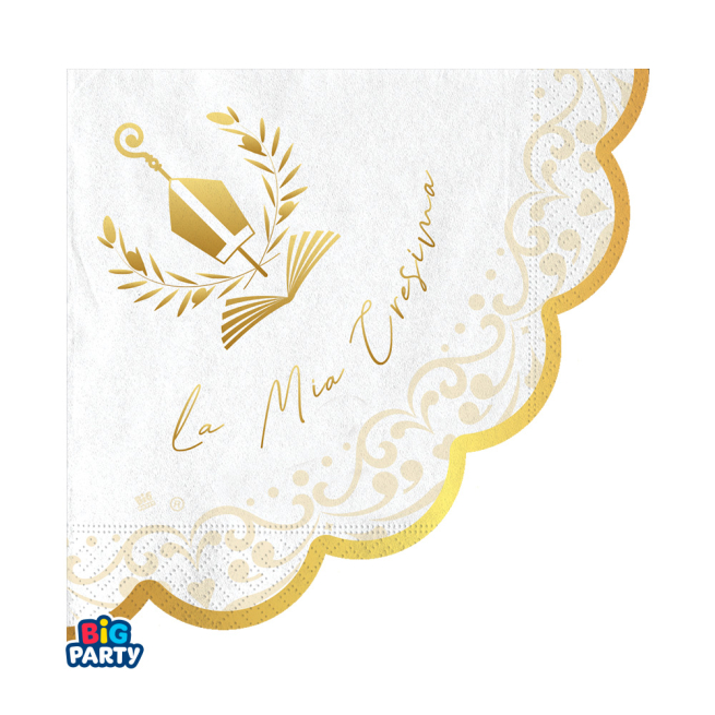 Tovagliolo fantasia "Cresima Elegant", confezione da 16 pezzi