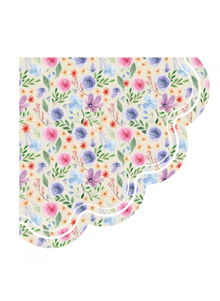 Tovagliolo sagomato carta 3 veli, fantasia "Natural Flowers", confezione da 16 pezzi