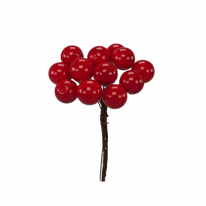 Bacca pick rosso, con filo in metallo, diametro 1.5 cm, confezione da 72 pezzi