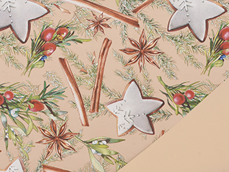 Sacchetto regalo stampa "Sugar&Spices" con stelle e bastoncini, fondo nocciola, confezione da 50 pezzi