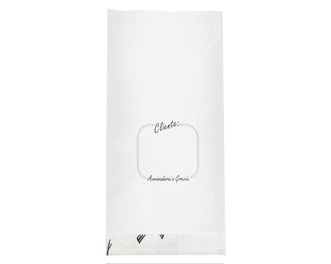 Sacchetto in carta kraft bianco 40 gr, stampa "Pane", cartone da 10 kg.