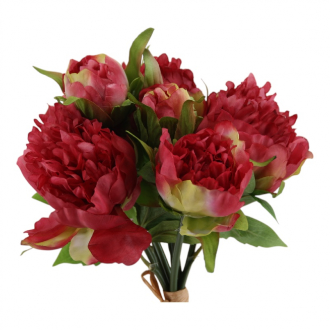 Mazzo di peonie con foglie, altezza 30 cm, vari colori