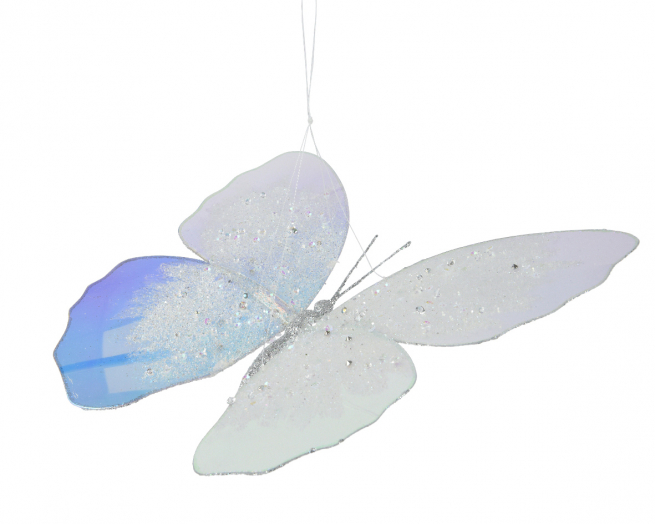 Farfalla iridescente con perline da appendere, 26x28 cm
