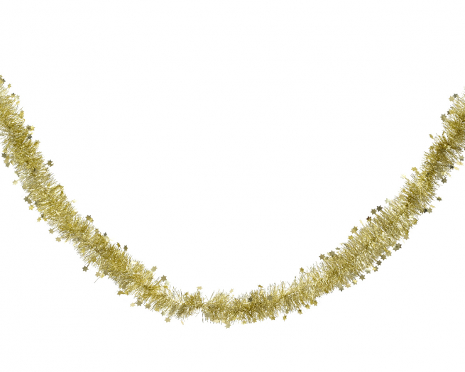 Festone oro con stelline, lunghezza 270 cm, diametro 10 cm