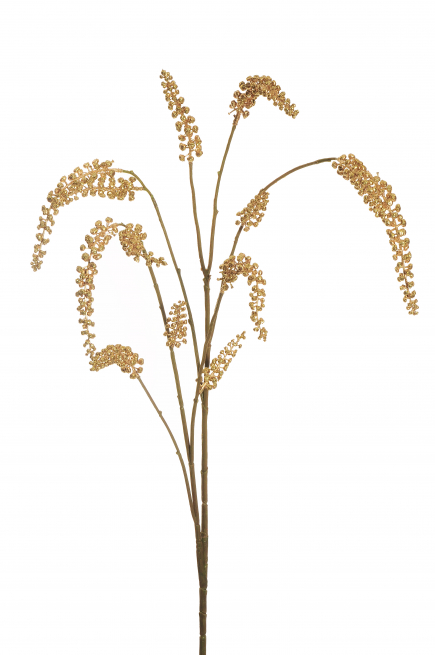 Ramo di "Phytolacca Americana" oro con glitter, altezza 123 cm
