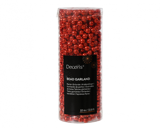 Filo di perline rosse, diametro 8 mm, lunghezza 10 metri