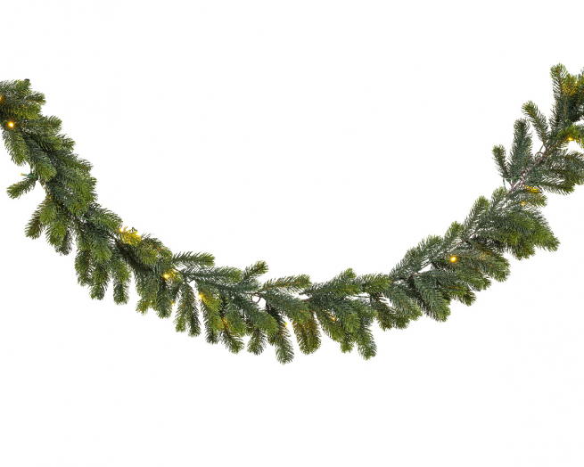 Festone di pino verde con 35 luci led per interno ed esterno, lunghezza 180 cm